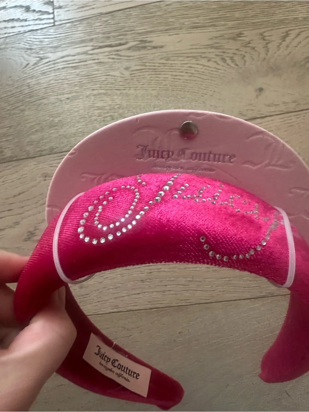 Juicy Couture Hot Pink Rhinestone Logo Padded Headband NWT Y2K